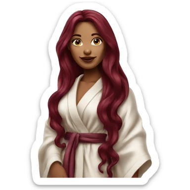 Beautiful tattooed burgundy long haired woman in silk robe sticker