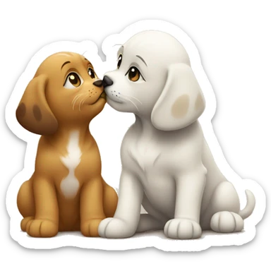 Dog kiss a cat  sticker