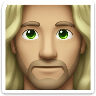Gemini handsome man with green eyes and long hair sticker
