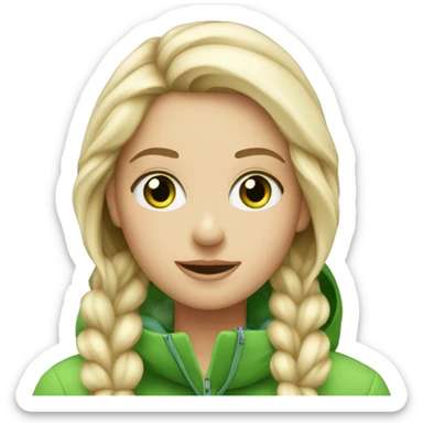 Blonde white girl with green eyes skiing  sticker