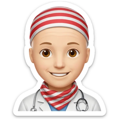 bald doctor with stripe bandanna sticker
