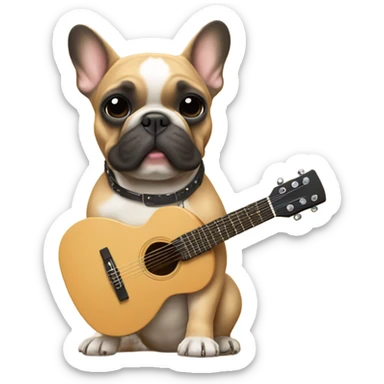 Tan French bulldog guitar sticker