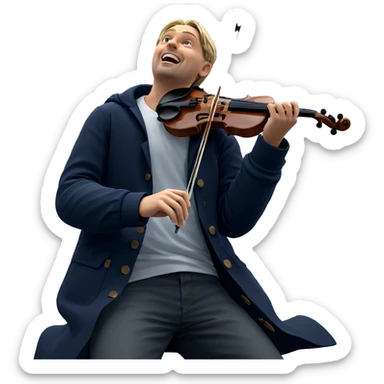 blonde boy playing violin outdoors sticker