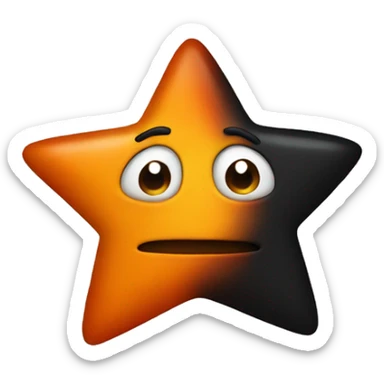 jumping star half black, half orange burnt sticker