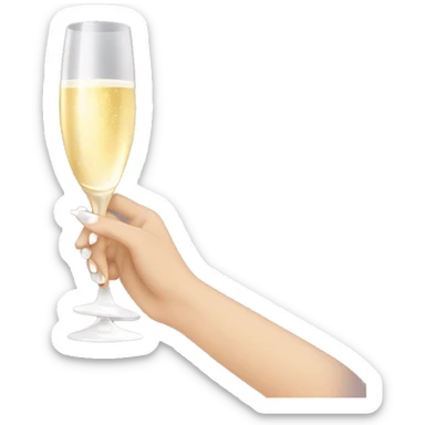 white woman hand with french nails holding champagne glass sticker