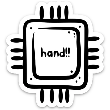 AI chip with binary code elements, simple tech representation sticker