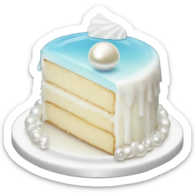 white cake with pearl and shell and water sticker
