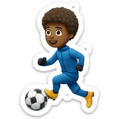 Garçon qui joue au foot sous la neige sticker