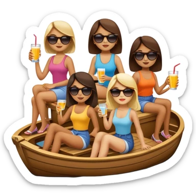 8 girls on a peddle boat drinking sticker