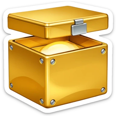 open Gold box direct frontal view sticker