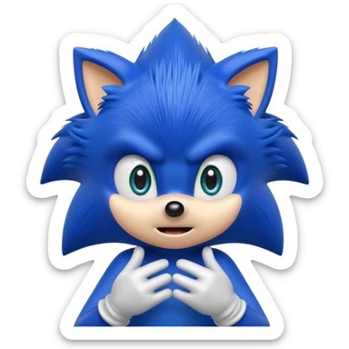 Sonic the Hedgehog with a surprised expression, vibrant cartoon style sticker