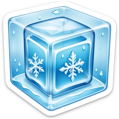 Clothes and accessories inside a large ice cube sticker