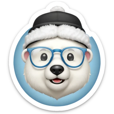  polar bear wearing glasses and a hat sticker