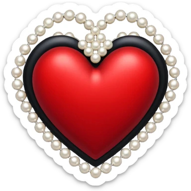 red gothic heart with black velvet and pearls, dark romance sticker