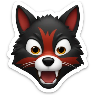 black angry fox with red and white accents sticker