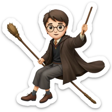 Harry potter riding a broomstick sticker