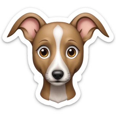 Create a brindle whippet emoji with long Dobby looking ears  sticker