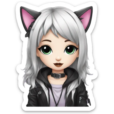 Edgy Kawaii Cute Cool Cartoon Beautiful Elegant Pretty Anime Punk Techwear Gothic Catgirl sticker