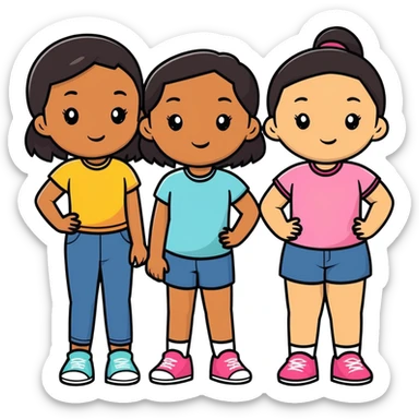 Three teen girl best friends. One black, one Blasian. One short Peruvian sticker