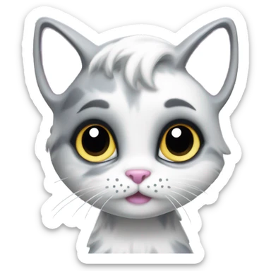 ethereal cute white and grey cat littlest pet shop lisa frank style sticker