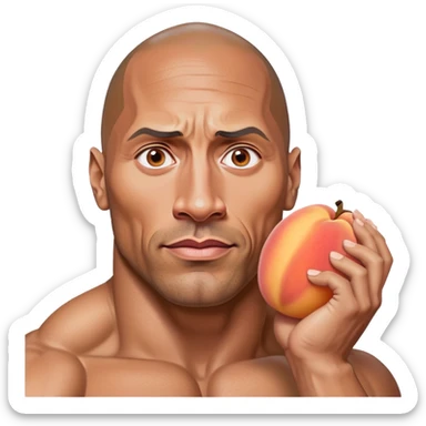 Dwayne the rock Johnson with peaches for eyeballs sticker