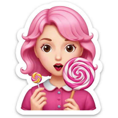 Girl crunching on a lollipop  sticker