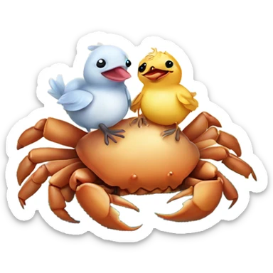 sea crab hugging baby chicken otter sticker