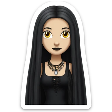 teen Morticia Addams,cute,with dreadlocks,showing off, show full body, accessories, dress  sticker
