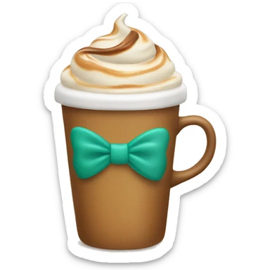 Carmel latte with brown bow in the middle sticker