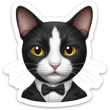 Tuxedo cat with a mouse in its mouth sticker