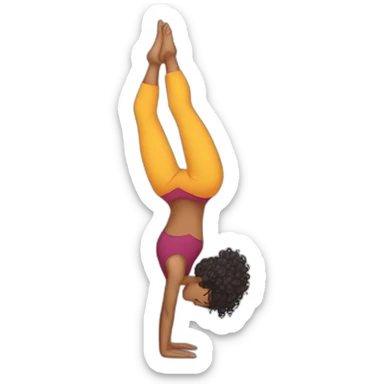 Indian woman with curly hair doing a headstand sticker
