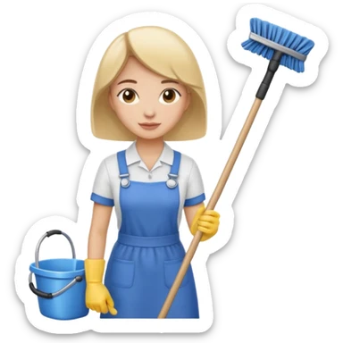 cleaning girl sticker