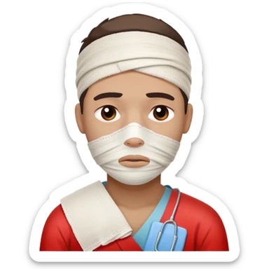 injured hospital patient taking care of himself sticker