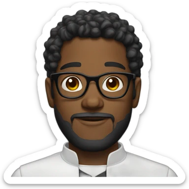 young black priest beard, curlly hair, with rounded glasses sticker