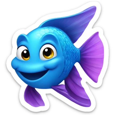 Blue happy Fish  sticker