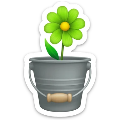 Pail green flower real sticker