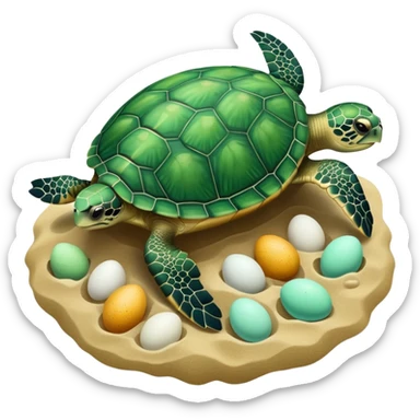 Sea turtle with its eggs sticker