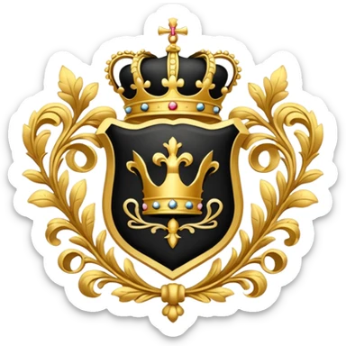 royal crest black and gold sticker