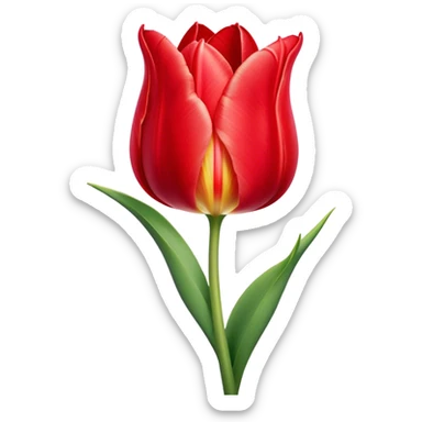 ​Cinematic Realistic Tulip, depicted as a single, exquisitely detailed bloom with vibrant red petals and a delicate stem, softly illuminated by natural light that highlights its graceful beauty and elegant form, sticker