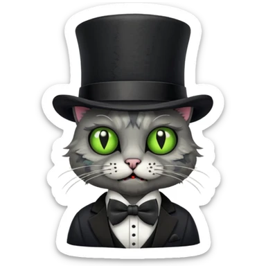 zombie cat with bow tie and top hat sticker