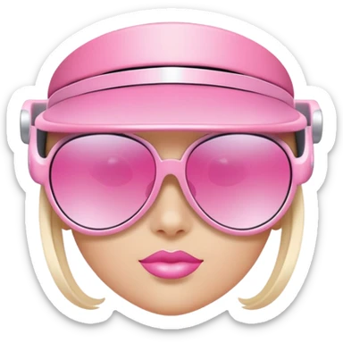 pink visor sunglasses with small decorative elements, fashion forward Y2K style sticker