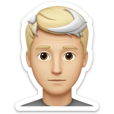 Make me a white man woth blonde hair that has an extra extra long neck sticker