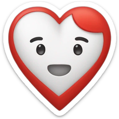 Corazón de un lado rojo y de otro blanco  sticker