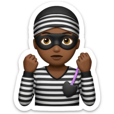 A theif robber emoji,Stripped shirt,eye mask, black head. sticker