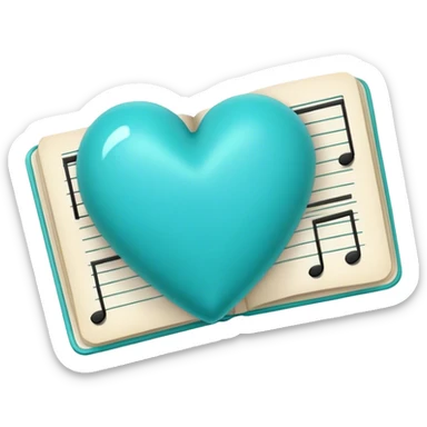 Turquoise heart and real notes sticker