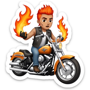 Harley Davidson motorcycle with a badass biker on it flames comin out exhaust pipes  sticker
