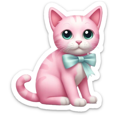 Pink cat with a white bow sticker