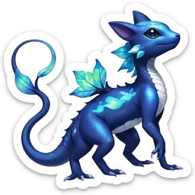 Colorful Iridescent Exotic Nebulae Salandit-Meowstic-Amaura-Fakémon-hybrid-creature (full body)  sticker