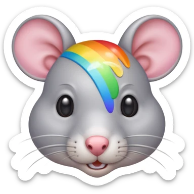 La cabeza de una rata gris claro con los bigotes de arcoíris  sticker