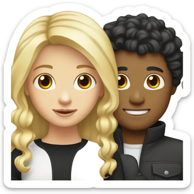 couple blonde girl and white guy with black curly hair sticker